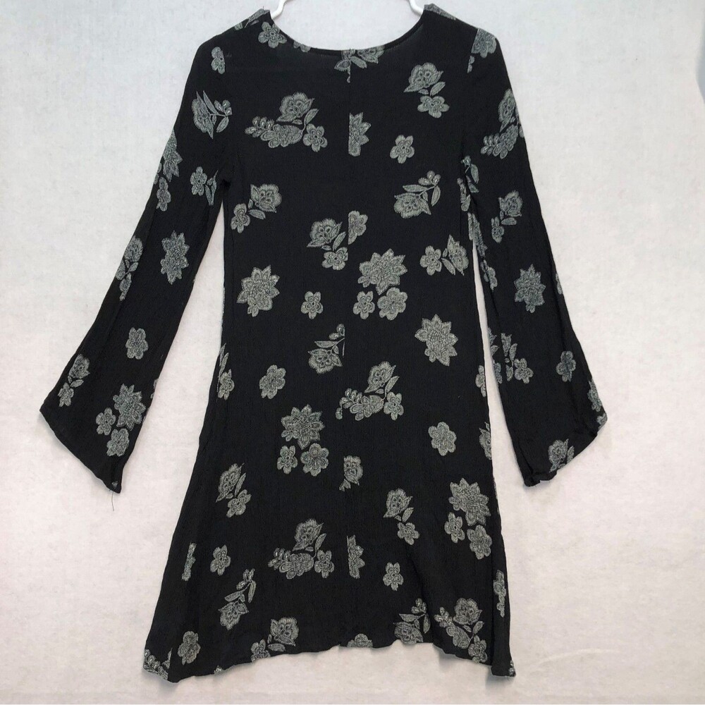 Mossimo Dress Top Women's XS Black Rayon Crinkle Office Casual Long Sleeve - Picture 5 of 7